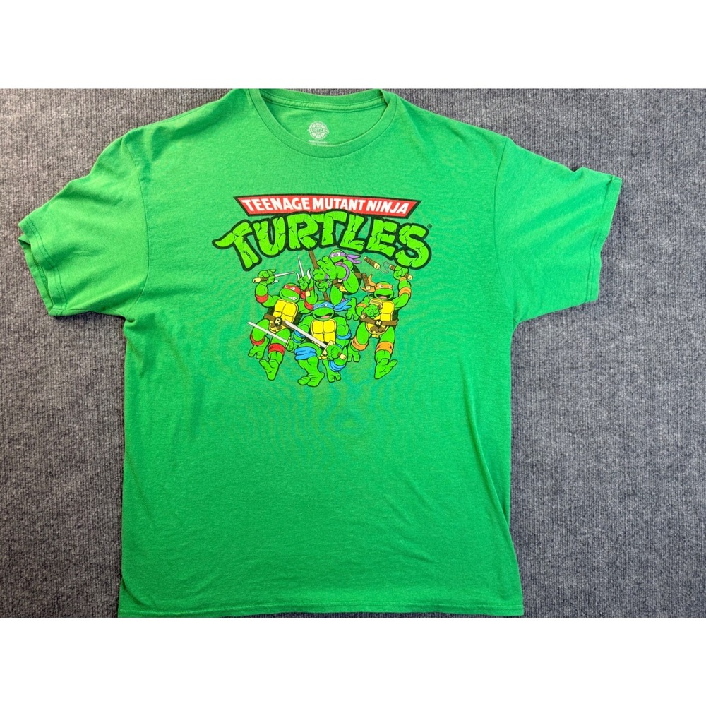 TMNT Teenage Mutant Ninja Turtles Graphic Tee Green Mens Large Cotton Blend Shir